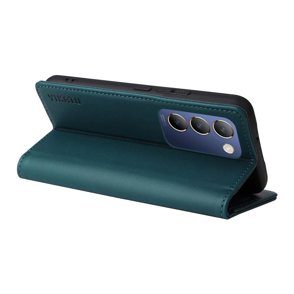 YIKATU YK-001 For vivo V40 SE 5G / Y100 5G (Indonesia) / Y200e 5G / V30 Lite 5G (India) PU Leather Cover - Green - 3