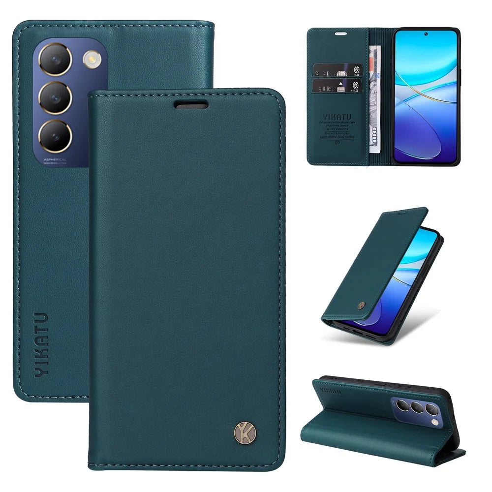 YIKATU YK-001 For vivo V40 SE 5G / Y100 5G (Indonesia) / Y200e 5G / V30 Lite 5G (India) PU Leather Cover - Green - 6