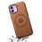 DENIOR A11 For iPhone 12 / 12 Pro Magnetic Case Retro PU+PC+TPU Shockproof Phone Cover - Brown - 4