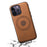 DENIOR A11 For iPhone 14 Pro Magnetic Phone Case Retro PU+PC+TPU Shockproof Cover - Brown - 3