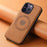 DENIOR A11 For iPhone 14 Pro Magnetic Phone Case Retro PU+PC+TPU Shockproof Cover - Brown - 5