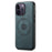 DENIOR A11 For iPhone 14 Pro Max Magnetic Case Retro Leather+ PC+TPU Protective Phone Cover - Blue - 1