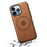 DENIOR A11 For iPhone 13 Pro Max Magnetic Case Leather+PC+TPU Retro Phone Cover - Brown - 4