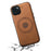 DENIOR A11 For iPhone 15 Plus Case Compatible with MagSafe Leather Coated PC+TPU Phone Cover - Brown - 4