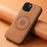 DENIOR A11 For iPhone 15 Plus Case Compatible with MagSafe Leather Coated PC+TPU Phone Cover - Brown - 5