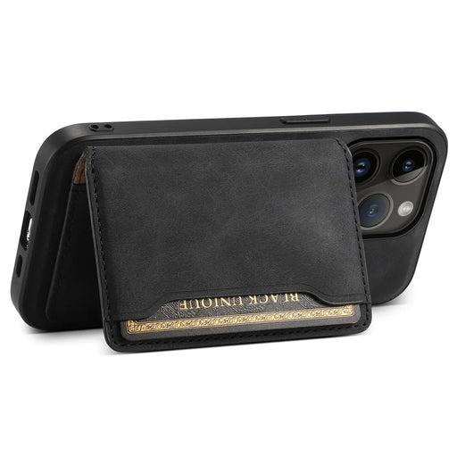DENIOR D13   Phone Case for iPhone 14 Pro PC+TPU+PU Leather Phone Protector with Detachable Magnetic Card Holder - Black - 2