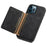 DENIOR D13 For iPhone 12 Pro Max Case Retro Texture PU+TPU+PC Magnetic Phone Case with Card Bag - Black - 3