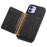 DENIOR D13 For iPhone 12 / 12 Pro Case Vintage PU Leather Back Cover with Detachable Card Holder - Black - 3