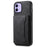 DENIOR D13 For iPhone 12 / 12 Pro Case Vintage PU Leather Back Cover with Detachable Card Holder - Black - 5
