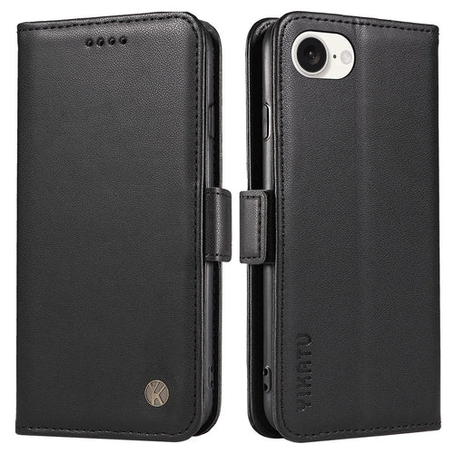 YIKATU YK-003 For iPhone 17e / 16e Case Leather Wallet Phone Cover Mobile Accessories   - Black - 1
