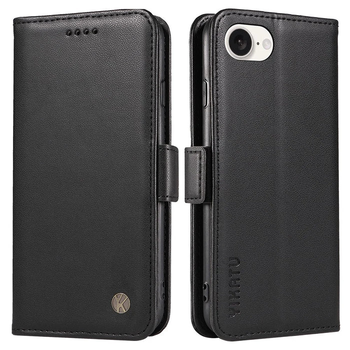 YIKATU YK-003 For iPhone 17e / 16e Case Leather Wallet Phone Cover Mobile Accessories   - Black - 1