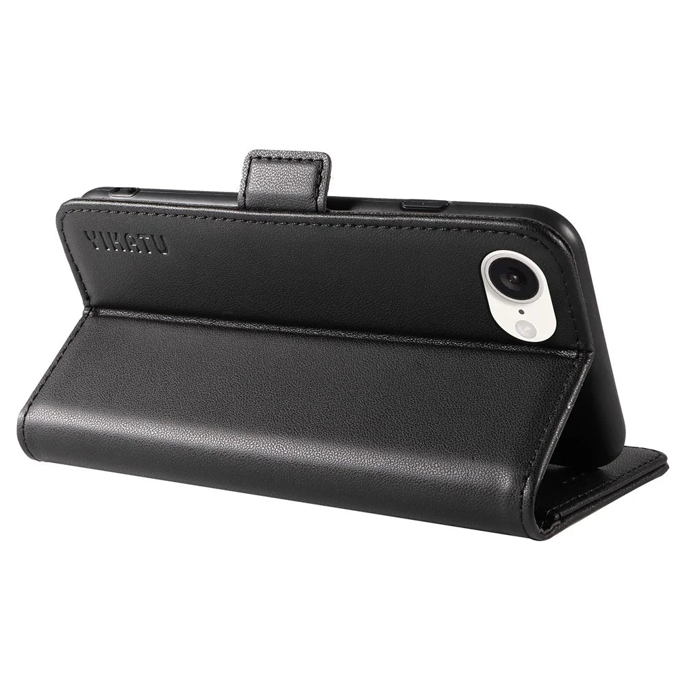 YIKATU YK-003 For iPhone 17e / 16e Case Leather Wallet Phone Cover Mobile Accessories   - Black - 4