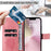 For iPhone 17e / 16e Phone Case with Stand Cat Tree Pattern Leather Wallet Mobile Cover - Pink - 5