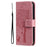 For iPhone 17e / 16e Phone Case with Stand Cat Tree Pattern Leather Wallet Mobile Cover - Pink - 7