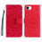For iPhone 17e / 16e Phone Case Sunflower Imprinted Leather Wallet Stand Cover with Strap - Red - 1