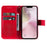 For iPhone 17e / 16e Phone Case Sunflower Imprinted Leather Wallet Stand Cover with Strap - Red - 2