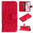 For iPhone 17e / 16e Phone Case Sunflower Imprinted Leather Wallet Stand Cover with Strap - Red - 5