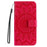 For iPhone 17e / 16e Phone Case Sunflower Imprinted Leather Wallet Stand Cover with Strap - Red - 6