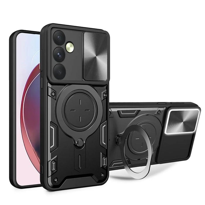 For Samsung Galaxy A35 5G Case Kickstand Armor TPU+PC Camera Protection Phone Cover - Black - 1