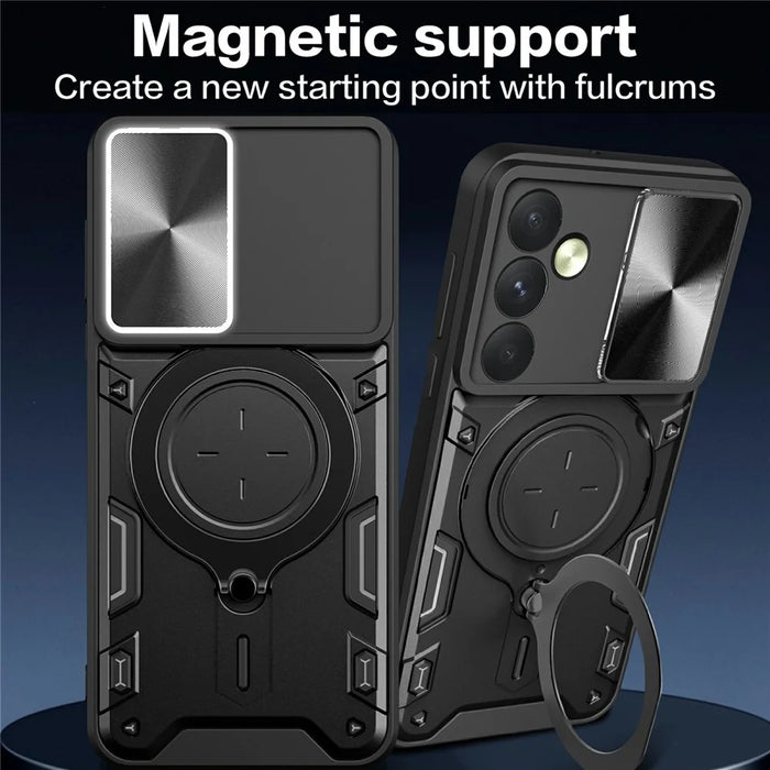 For Samsung Galaxy A35 5G Case Kickstand Armor TPU+PC Camera Protection Phone Cover - Black - 2