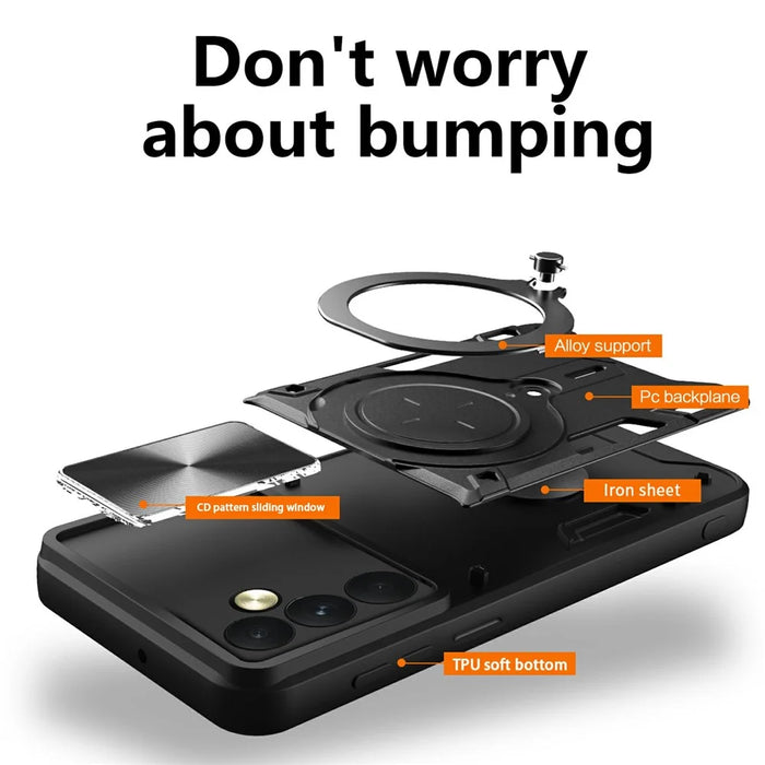 For Samsung Galaxy A35 5G Case Kickstand Armor TPU+PC Camera Protection Phone Cover - Black - 4