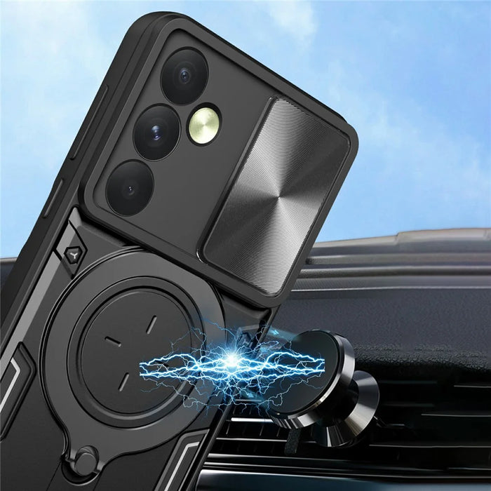 For Samsung Galaxy A35 5G Case Kickstand Armor TPU+PC Camera Protection Phone Cover - Black - 5