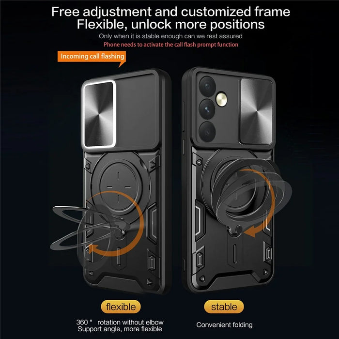 For Samsung Galaxy A35 5G Case Kickstand Armor TPU+PC Camera Protection Phone Cover - Black - 6
