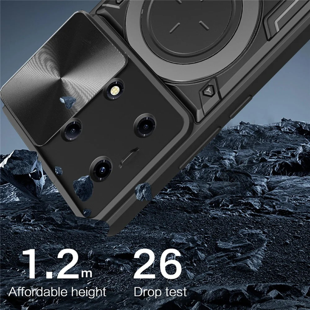 For Infinix Note 30 VIP 5G Case Lens Protection TPU+PC Kickstand Phone Cover - Black - 3