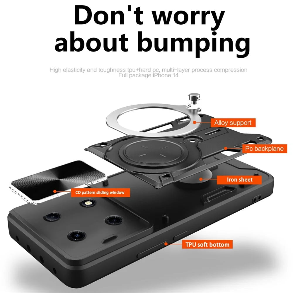 For Infinix Note 30 VIP 5G Case Lens Protection TPU+PC Kickstand Phone Cover - Black - 4