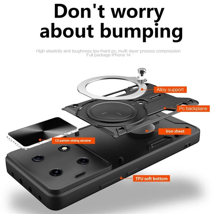 For Infinix Note 30 VIP 5G Case Lens Protection TPU+PC Kickstand Phone Cover - Black - 4
