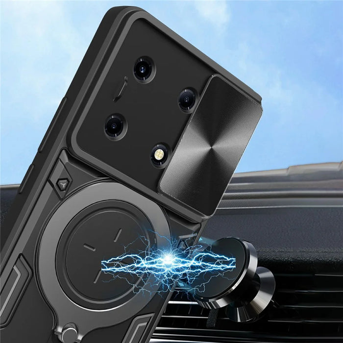 For Infinix Note 30 VIP 5G Case Lens Protection TPU+PC Kickstand Phone Cover - Black - 5
