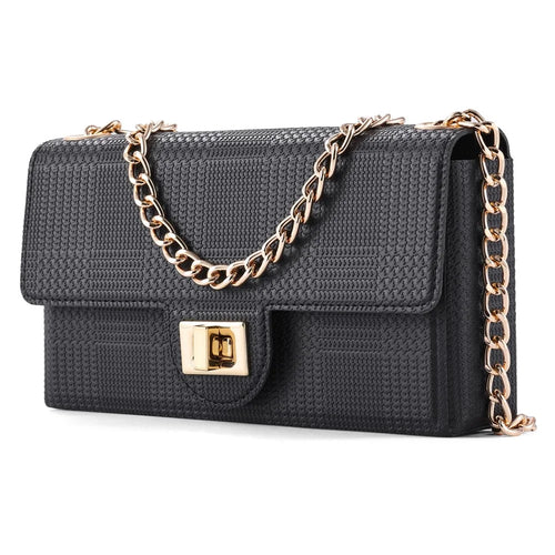 VILI GHL2 Series Crossbody Phone Bag Buckle Design Leather Bag with Chain Shoulder Strap - Black - 1