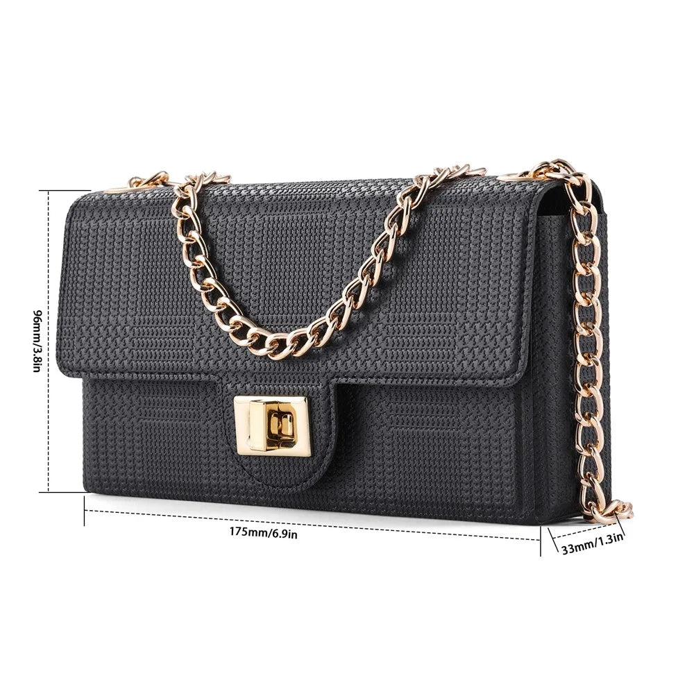 VILI GHL2 Series Crossbody Phone Bag Buckle Design Leather Bag with Chain Shoulder Strap - Black - 6