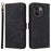 For vivo V30e 5G Case RFID Blocking Leather Wallet Phone Cover with Strap - Black - 1