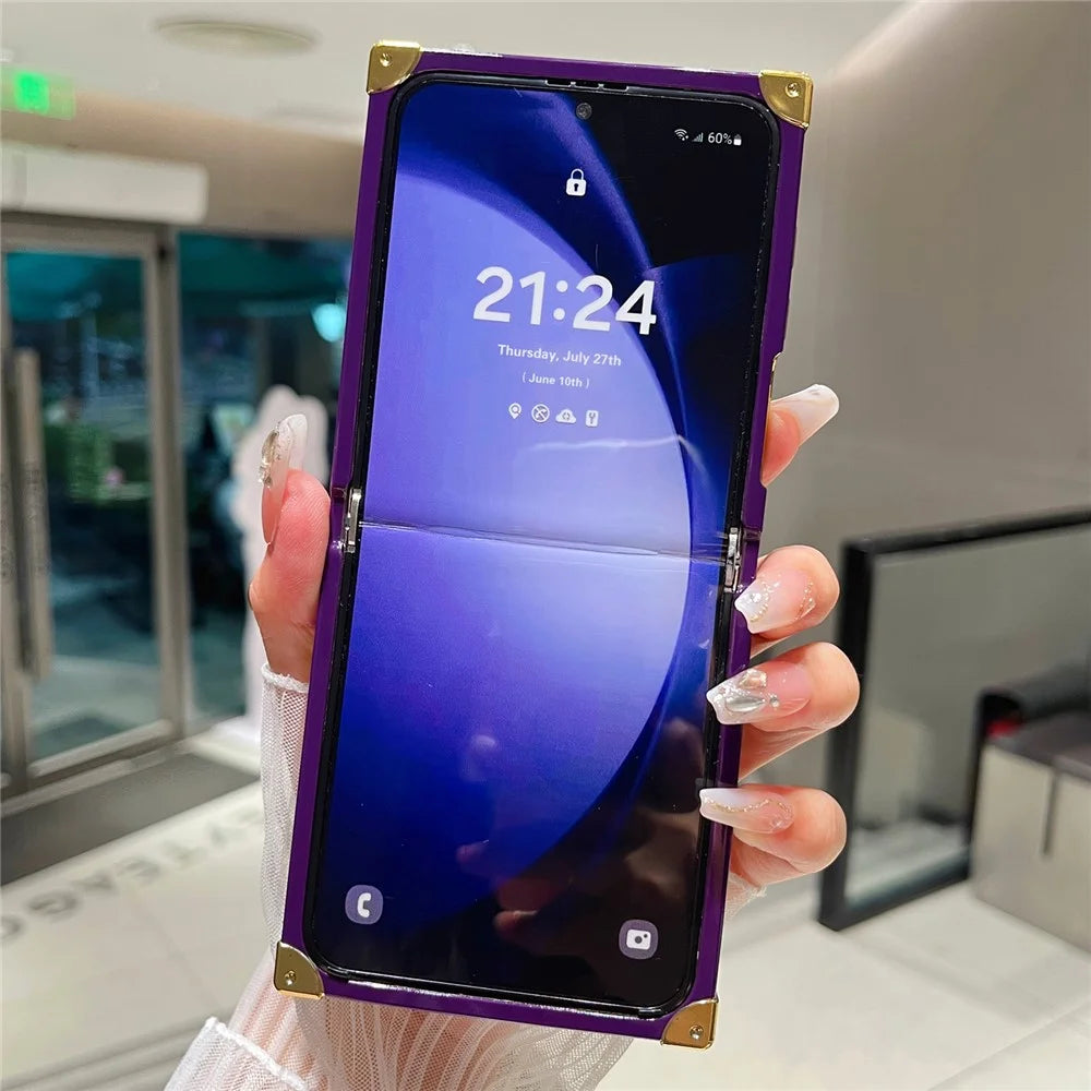For Samsung Galaxy Z Flip5 5G TPU+PC Phone Case Mobile Phone Shell with Kickstand - Dark Purple - 2