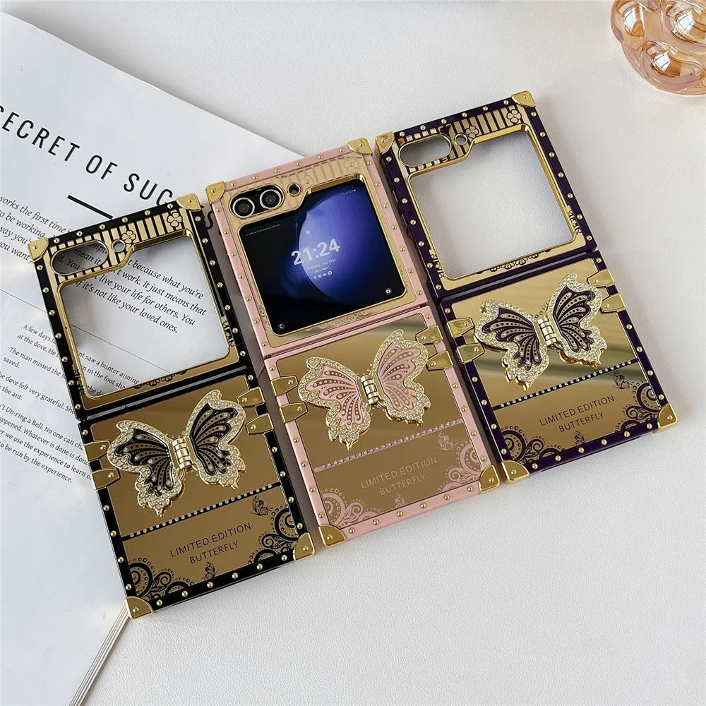 For Samsung Galaxy Z Flip5 5G TPU+PC Phone Case Mobile Phone Shell with Kickstand - Dark Purple - 7