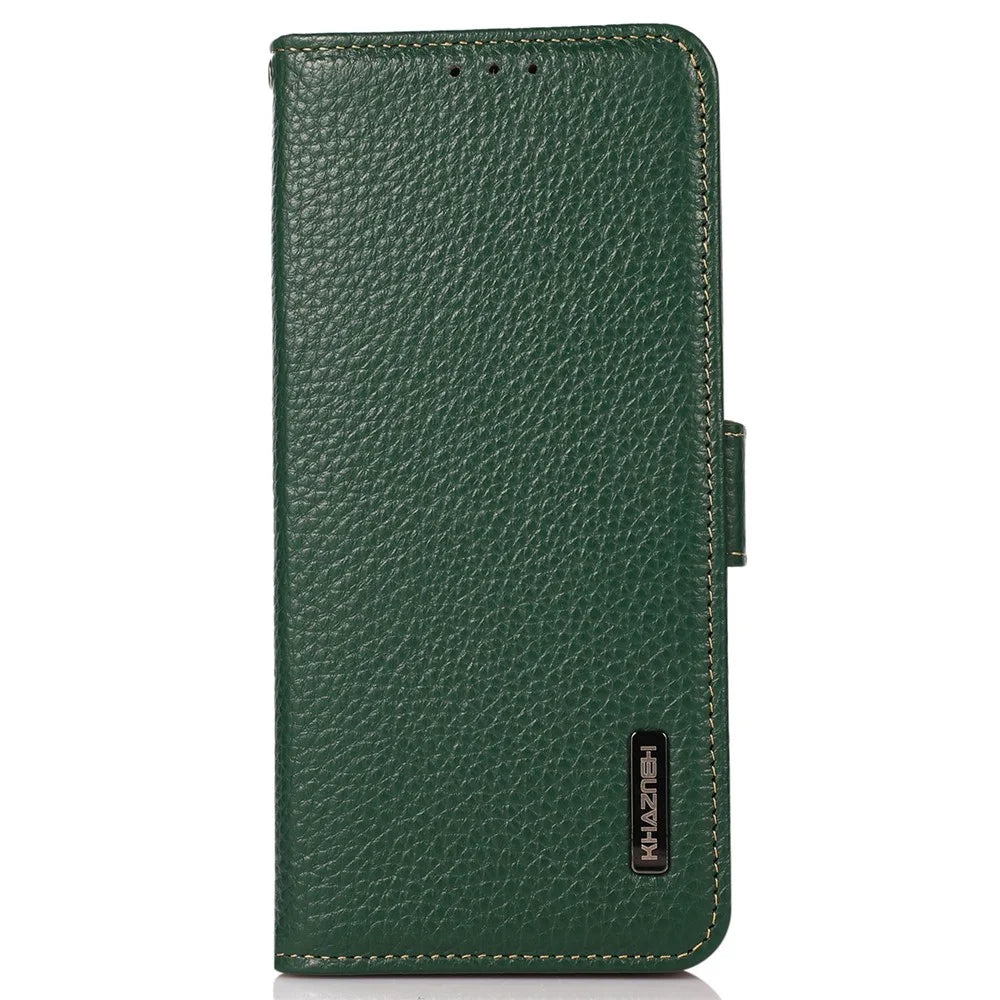 KHAZNEH For Sony Xperia 10 VI Case Genuine Cow Leather Phone Cover RFID Blocking Wallet - Green - 7