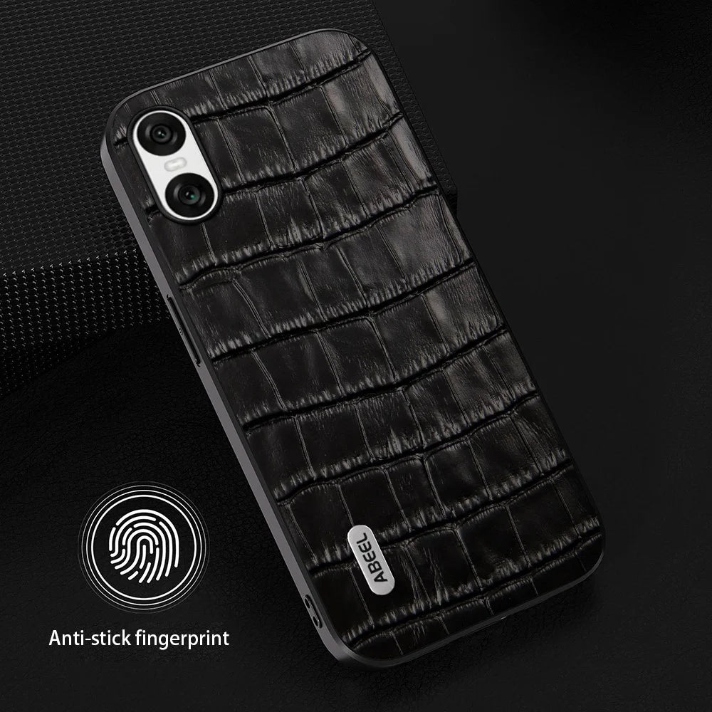 ABEEL For Sony Xperia 10 VI Cell Phone Cases Genuine Cow Leather+PC+TPU Drop-Proof Cover - Black - 2