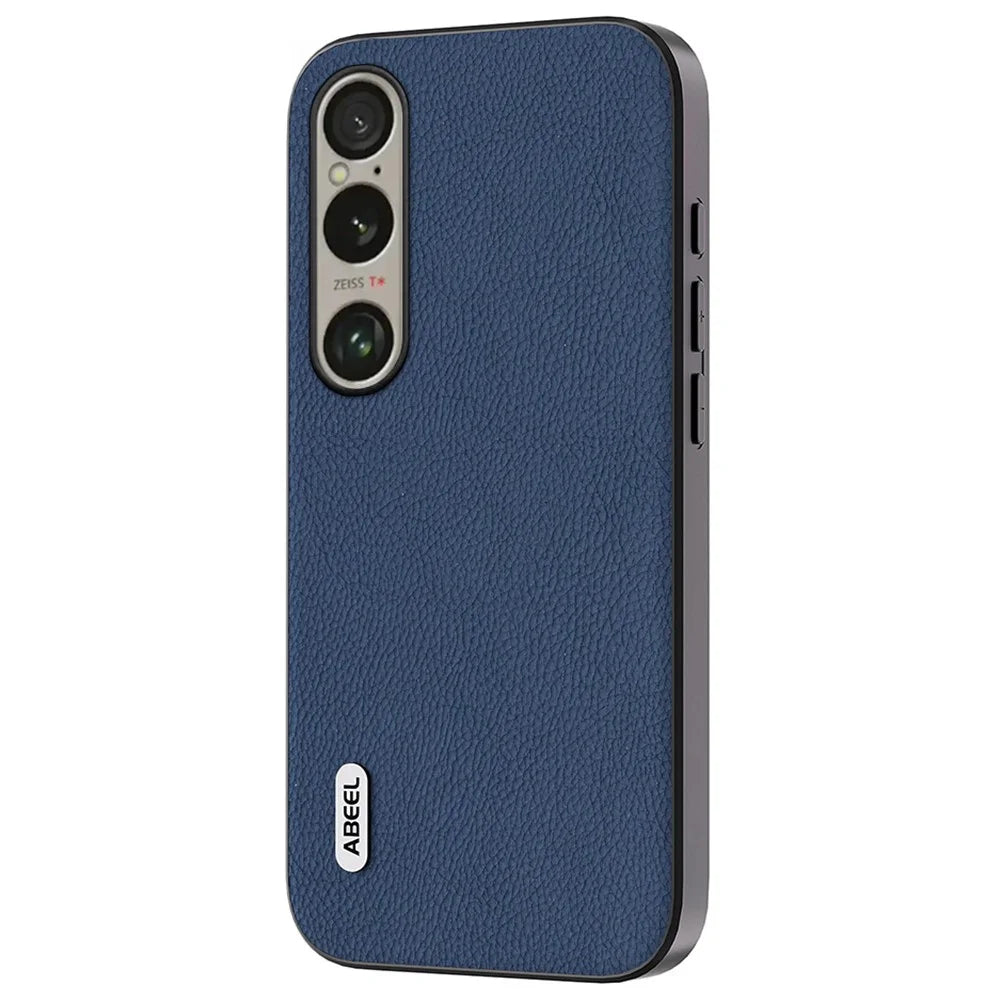 ABEEL For Sony Xperia 1 VI Litchi Textured Anti-Scratch Cowhide Leather Coated TPU+PC Phone Cover - Blue - 1