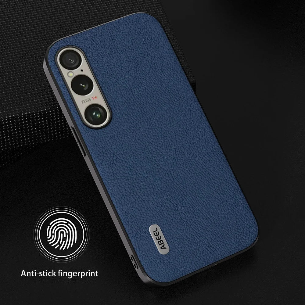 ABEEL For Sony Xperia 1 VI Litchi Textured Anti-Scratch Cowhide Leather Coated TPU+PC Phone Cover - Blue - 2