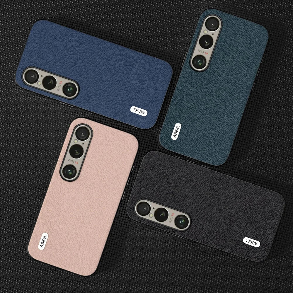 ABEEL For Sony Xperia 1 VI Litchi Textured Anti-Scratch Cowhide Leather Coated TPU+PC Phone Cover - Blue - 3