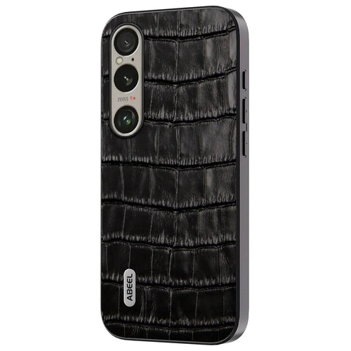 ABEEL For Sony Xperia 1 VI Shockproof Phone Case Genuine Cow Leather+PC+TPU Hybrid Cover - Black - 1