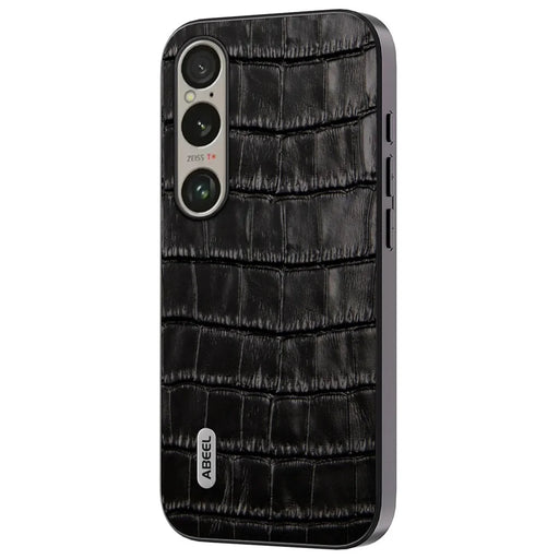 ABEEL For Sony Xperia 1 VI Shockproof Phone Case Genuine Cow Leather+PC+TPU Hybrid Cover - Black - 1