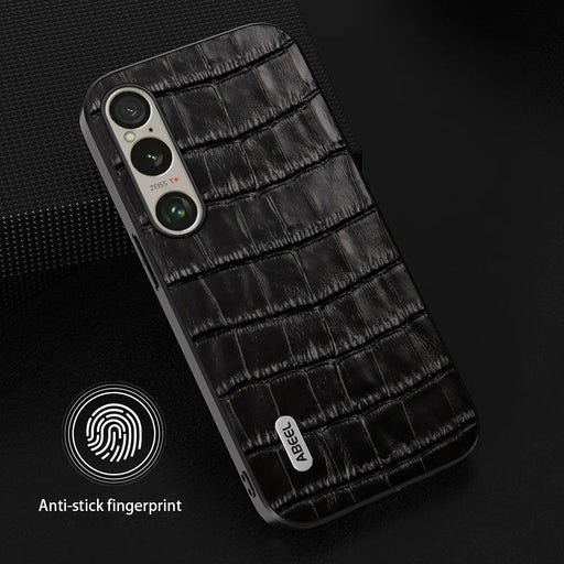 ABEEL For Sony Xperia 1 VI Shockproof Phone Case Genuine Cow Leather+PC+TPU Hybrid Cover - Black - 2