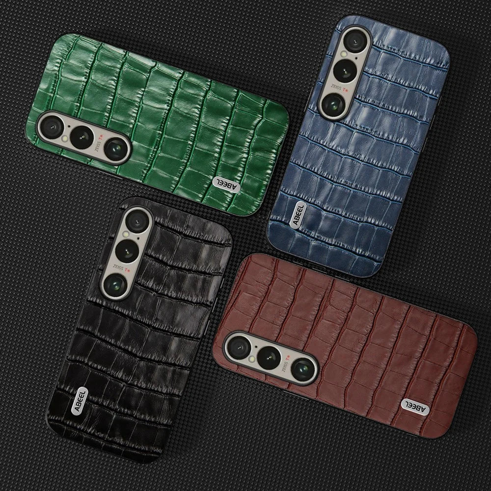ABEEL For Sony Xperia 1 VI Shockproof Phone Case Genuine Cow Leather+PC+TPU Hybrid Cover - Black - 3