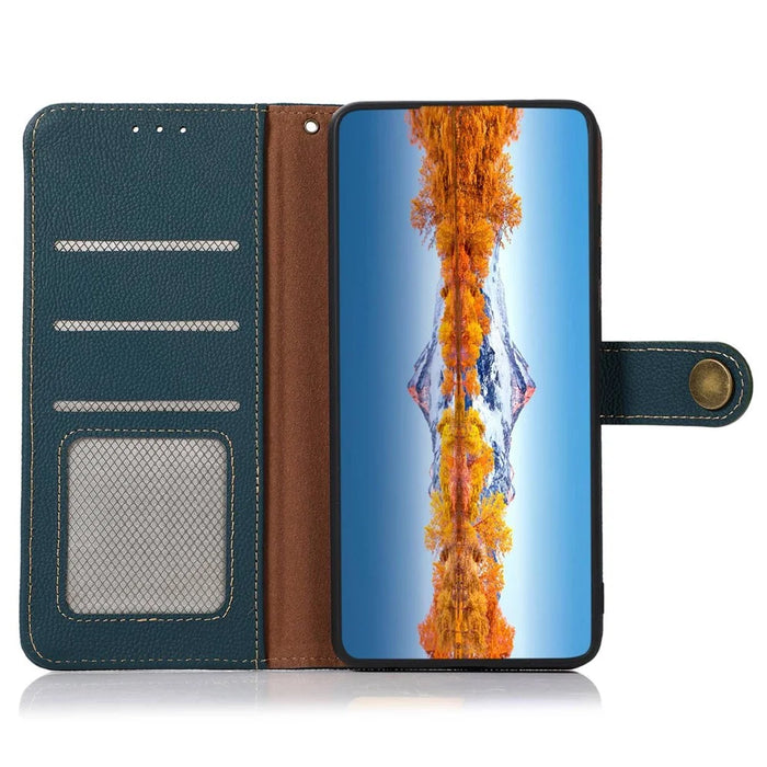 KHAZNEH For Sony Xperia 1 VI Case Wallet RFID Blocking Genuine Cow Leather Phone Cover - Green - 4
