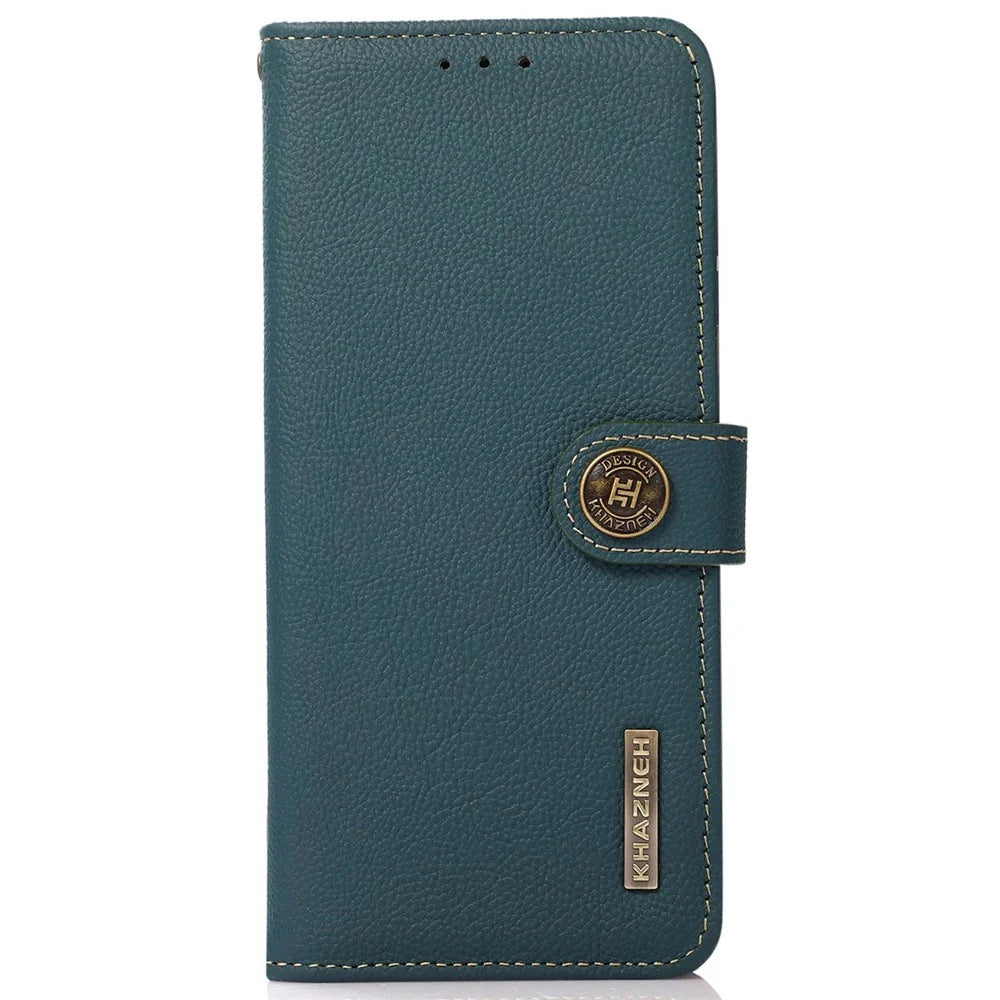 KHAZNEH For Sony Xperia 1 VI Case Wallet RFID Blocking Genuine Cow Leather Phone Cover - Green - 7