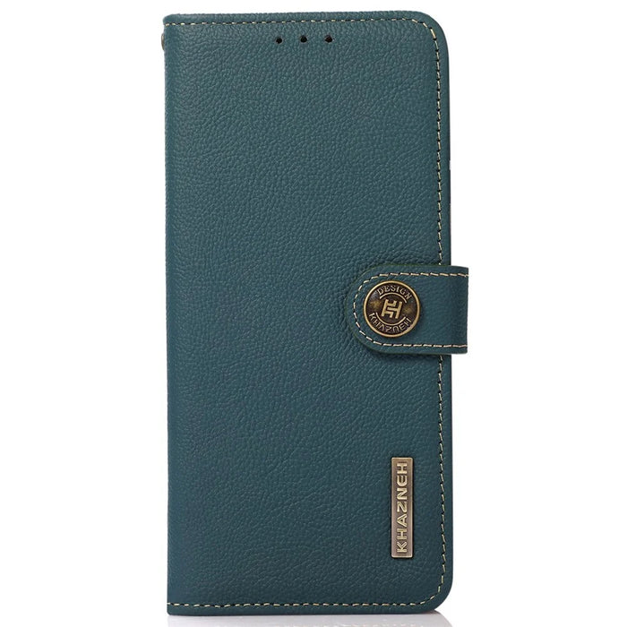 KHAZNEH For Sony Xperia 1 VI Case Wallet RFID Blocking Genuine Cow Leather Phone Cover - Green - 7