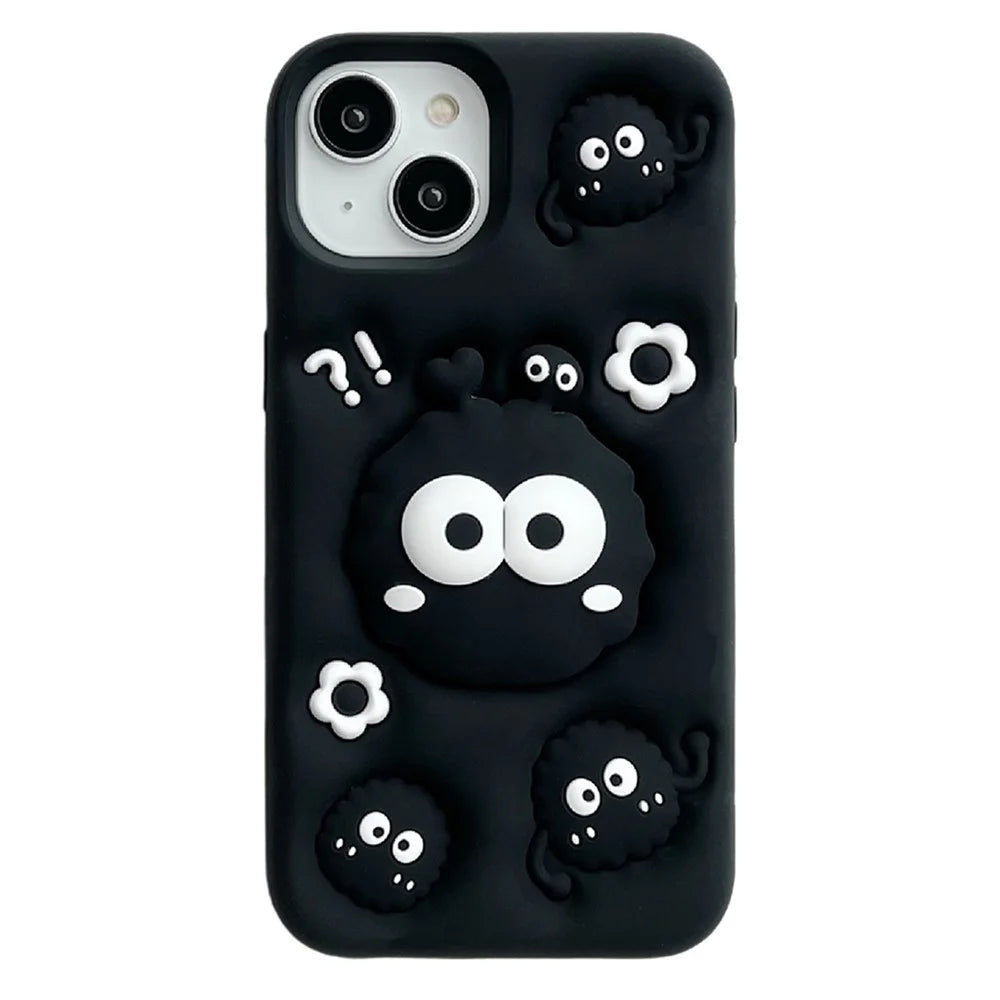 For iPhone 14 Cover Cartoon Briquette Kickstand Shockproof Silicone Phone Case - 1