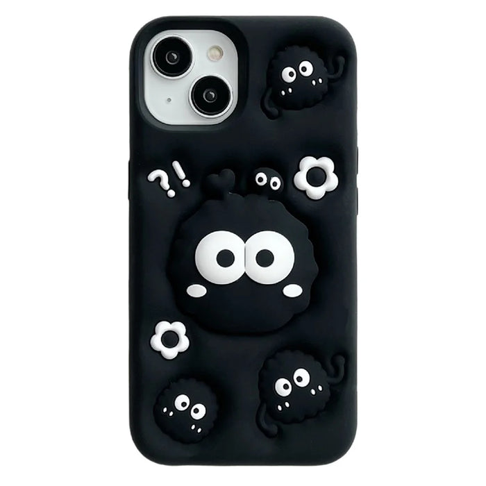 For iPhone 14 Cover Cartoon Briquette Kickstand Shockproof Silicone Phone Case - 1
